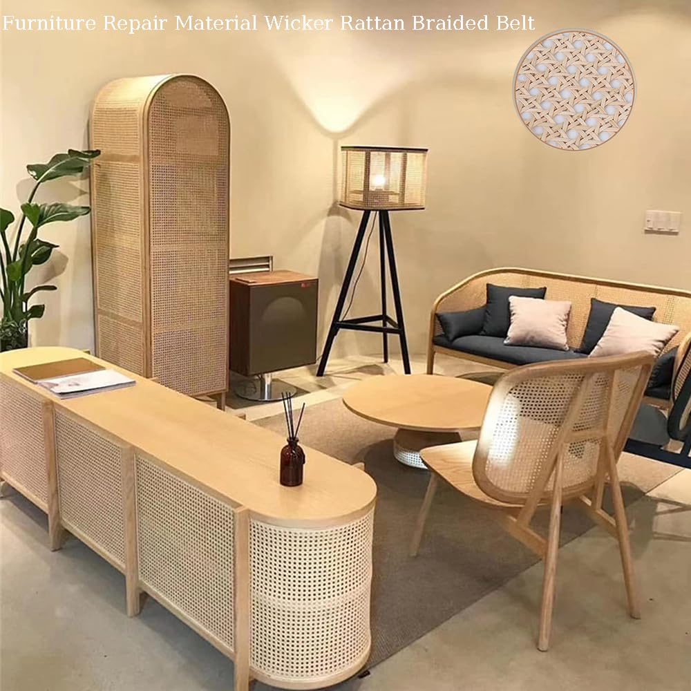 Larghezza Fettuccia Rattan, Fettuccia Aperta Foglio di Rattan Intrecciato,Larghezza In Rattan,impermeabile, in plastica a nido d'ape intrecciato, per Mobili Sedie Armadietti,DIY Craft(2 m x 35 cm)
