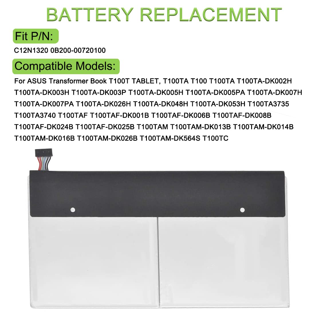 XITAIAN 3.8V 31Wh 8100mAh C12N1320 Kompatybilny z Bateria Zamiennik do ASUS Transformer Book T100T Tablet 0B200-00720300