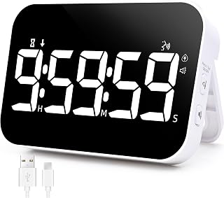 Kitchen Digital Timer, Rechargeable Magnetic Count Down Up Timer, Vibration Mode Adjustable Volume and Brightness LED Display with Sound Alert Function for Kids Adults Study Teaching, Kitchen Gadgets