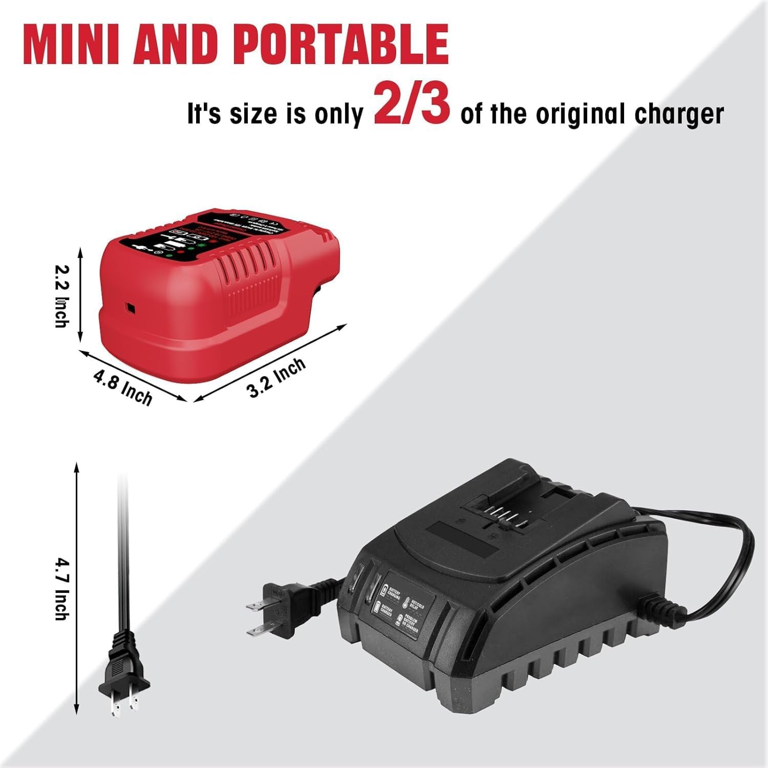 Compact 20V Fast Charger for Bauer 20V Max Lithium Batteries | Compatible with 1702C-B Series | 110V US Wall Plug | Official Charger Alternative - Image 5