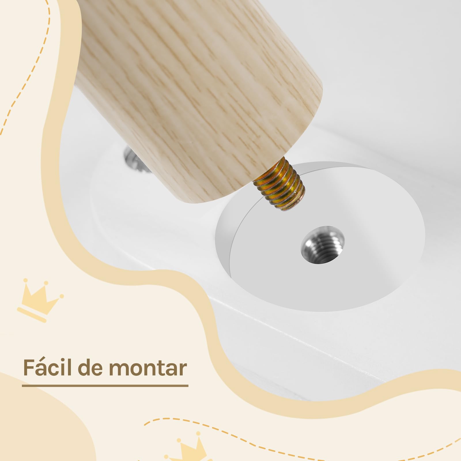 WOLTU WOTU Mesa Infantil con 2 Sillas para Niños, Blanco + Roble Claro