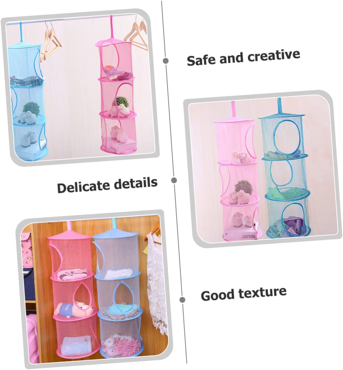 Three Layer Hanging Basket Collapsable Laundry Basket Mesh Laundry Mesh Bags for Hamper Space Saver Foldable Hanging Foldable Bag