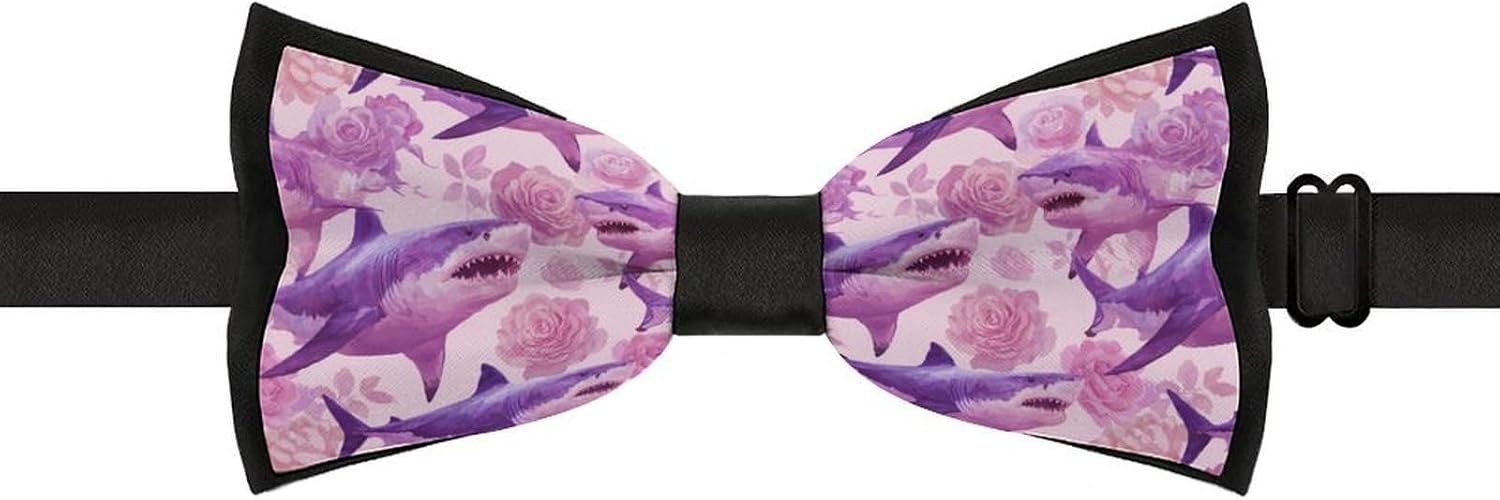 Sharks And Rose Novelty Men's Bow Tie Pre-tied Adjustable Bowtie Accessories for Wedding Party