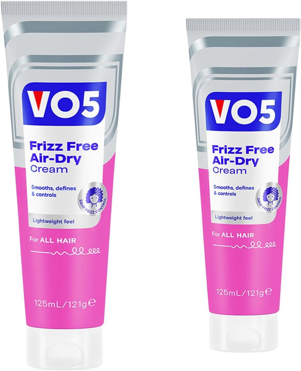 VO5 Frizz Free Air Dry Cream Controls Frizz, Revives and Tames. Pack of 2, 125ml each.