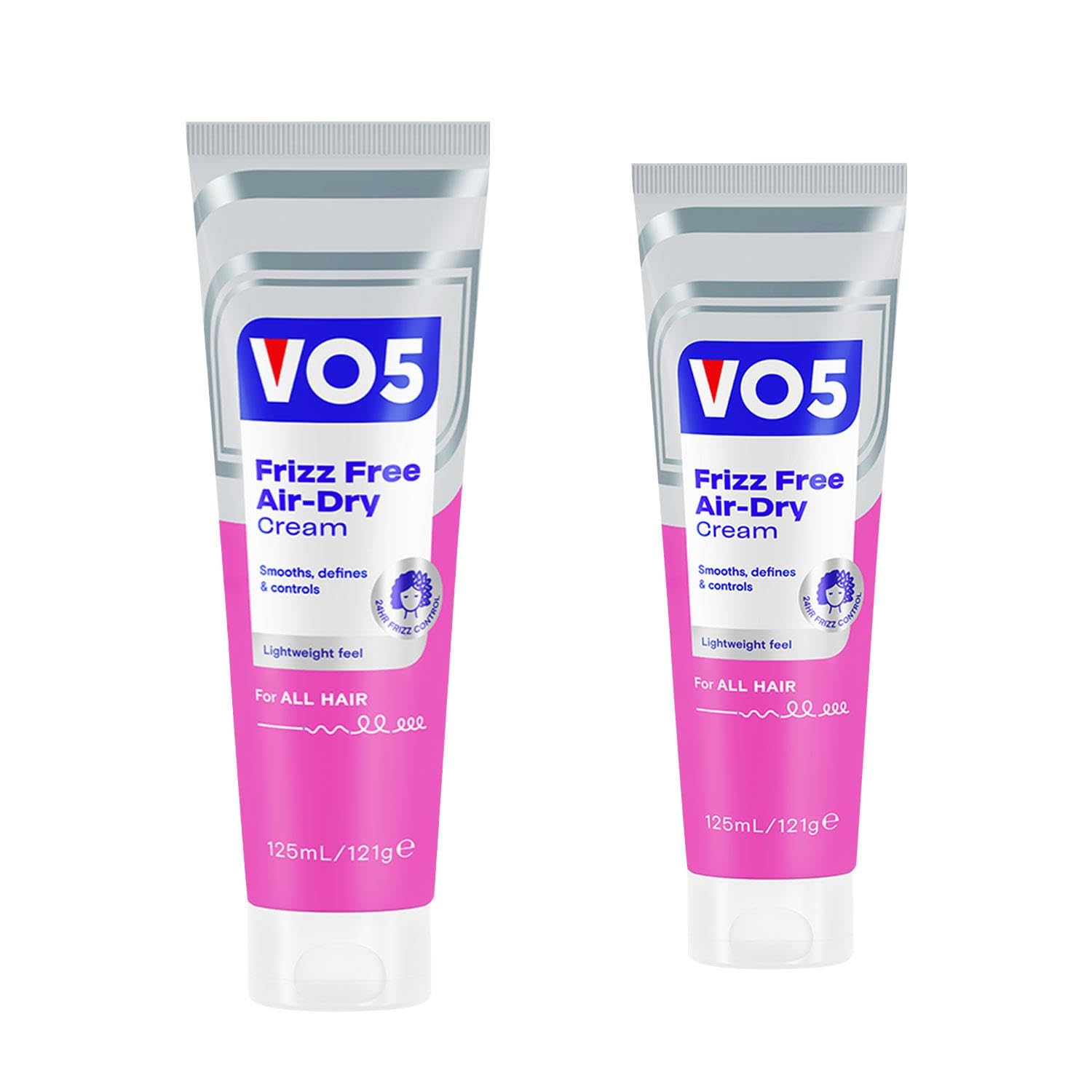 VO5 Frizz Free Air Dry Cream Controls Frizz, Revives and Tames. Pack of 2, 125ml each.
