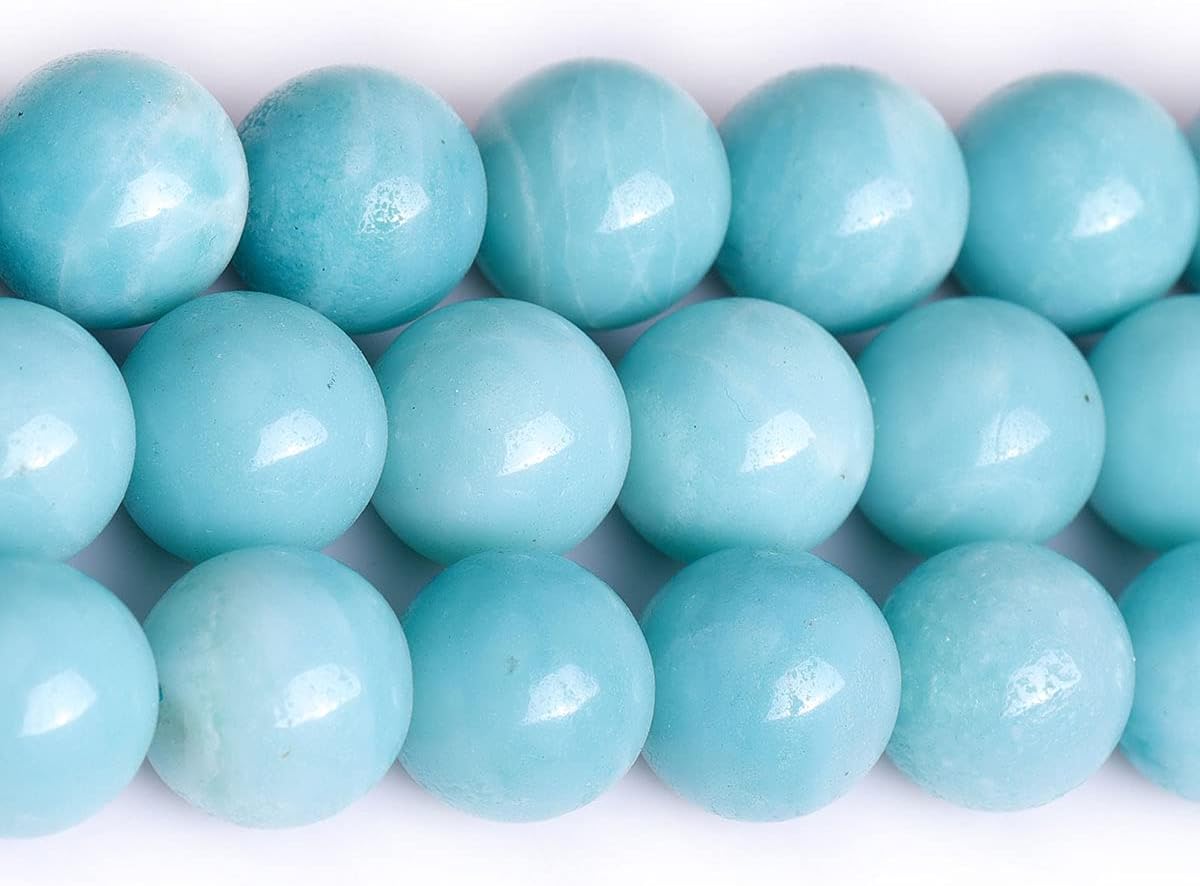Gem-Inside Natural AAA Grade Blue Amazonite Stone 14mm Round Beads for Jewellery Making Strand 15" 26 pcs Beaded Semi Precious Gemstone DIY Handmade Craft Supplies - Image 4