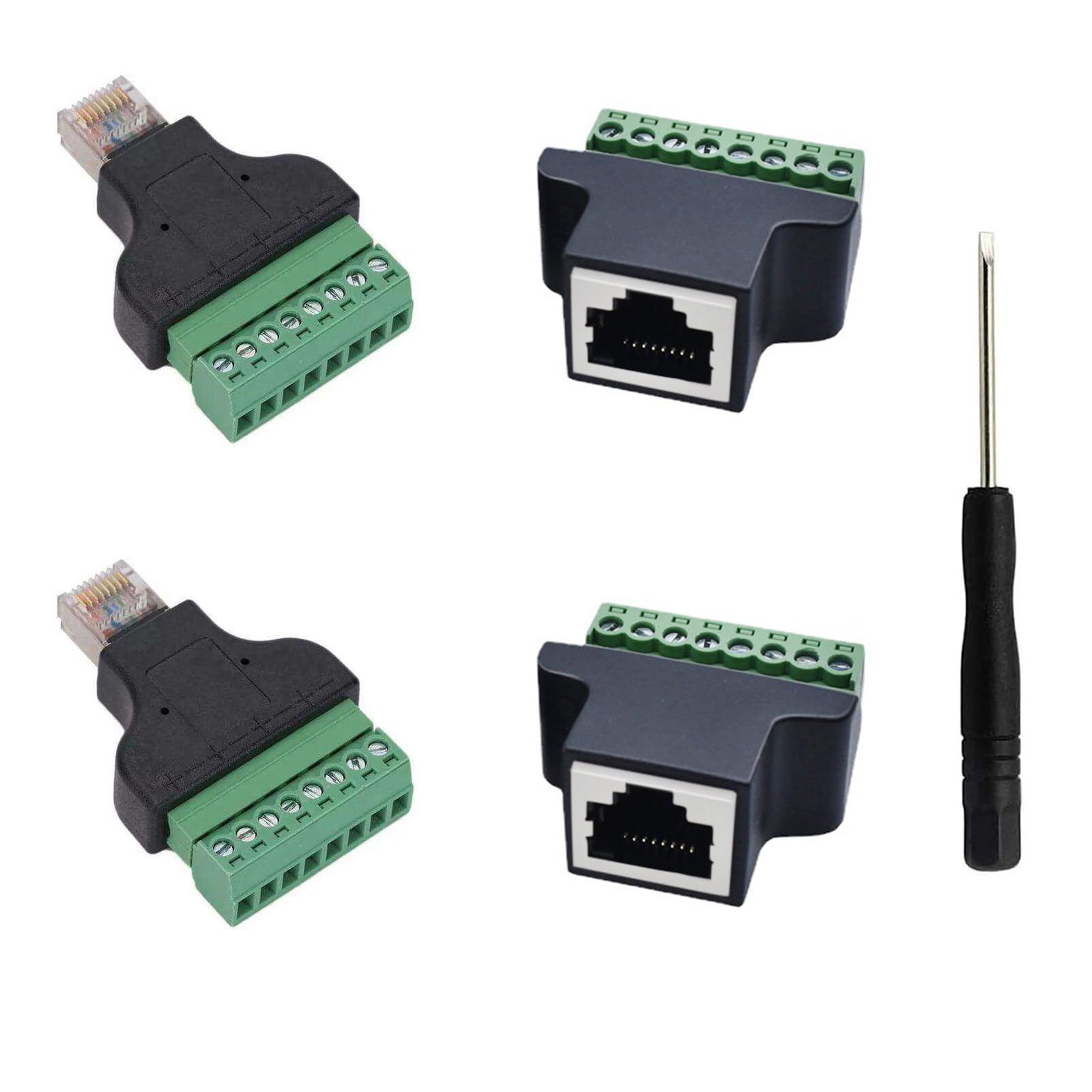 COVVY RJ45 schroefklemadapter, CCTV/DVR Ethernet-verbindingsstuk vrouwelijke Jack naar 8-pins schroef RJ45 (1 stuks