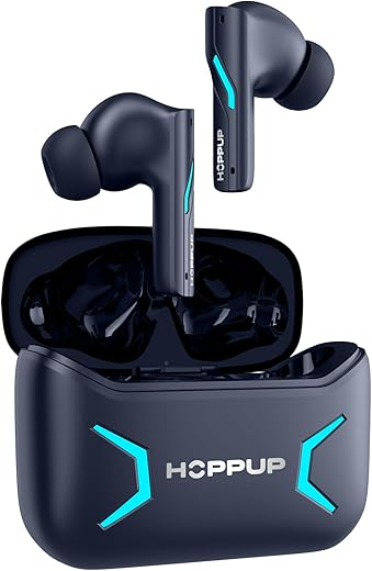 HOPPUP Predator Xo1 Gaming Earbuds with 50H Playtime,13Mm Drivers,40Ms Low Latency,Enc Bluetooth Headset (Blue, True Wireless) – in Ear