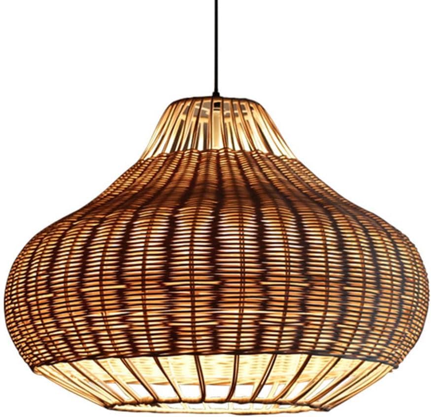 Lustre en rotin naturel tressé main : suspension haut de gamme Mid-Century