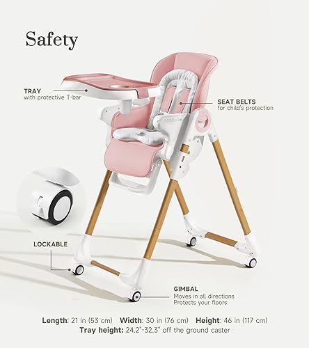 Miniatura 8 de Sillas altas convertibles para bebés y niños pequeños, silla alta para bebé de altura ajustable, silla alta con bandeja extraíble, respaldo y pedal