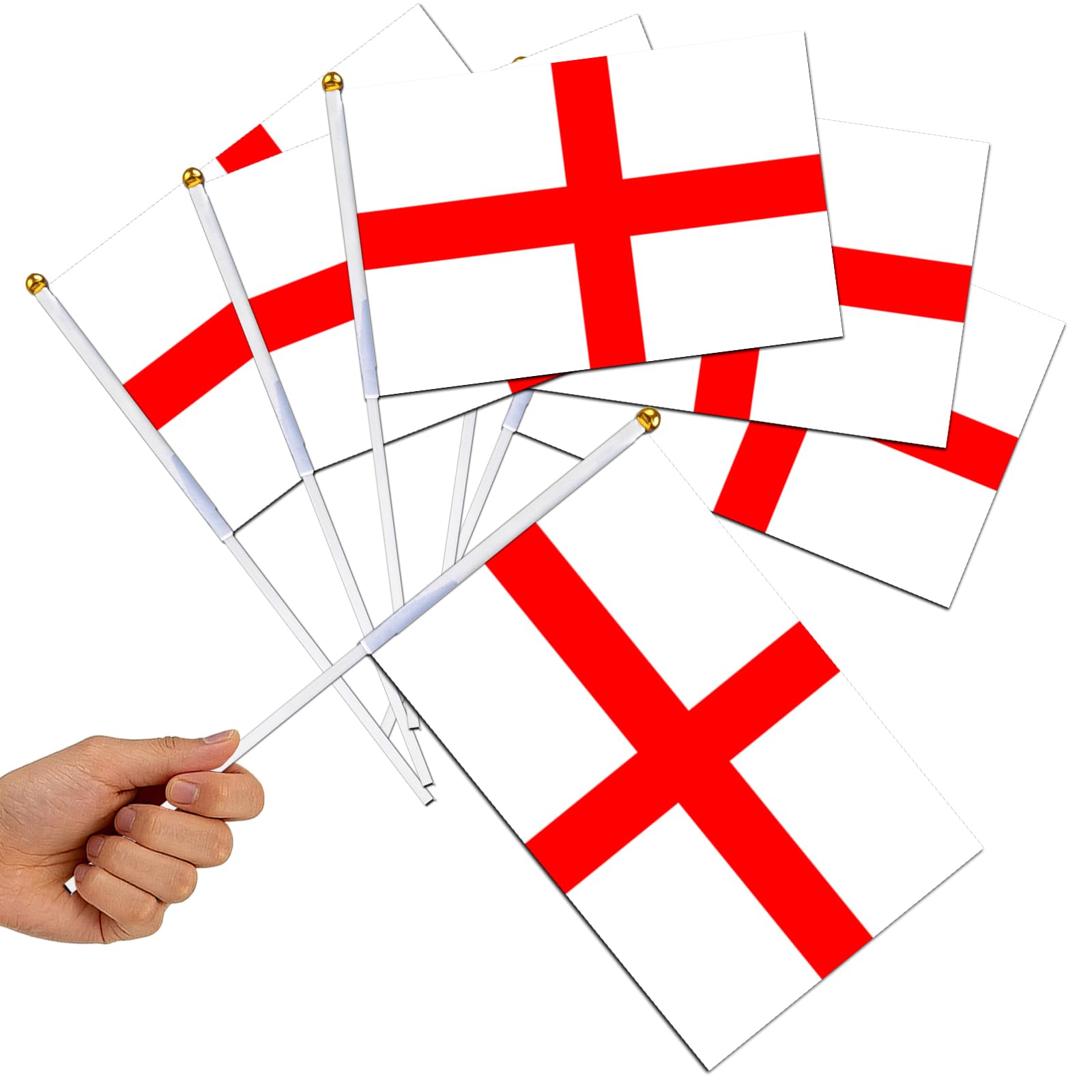 10pcs England St Georges Flags on Sticks for Fifa World Cup Football 2026 Decoration,Small England Flag Mini Hand Held Waving French Flags for Eurovision Euro Football St. George's Day Decorations