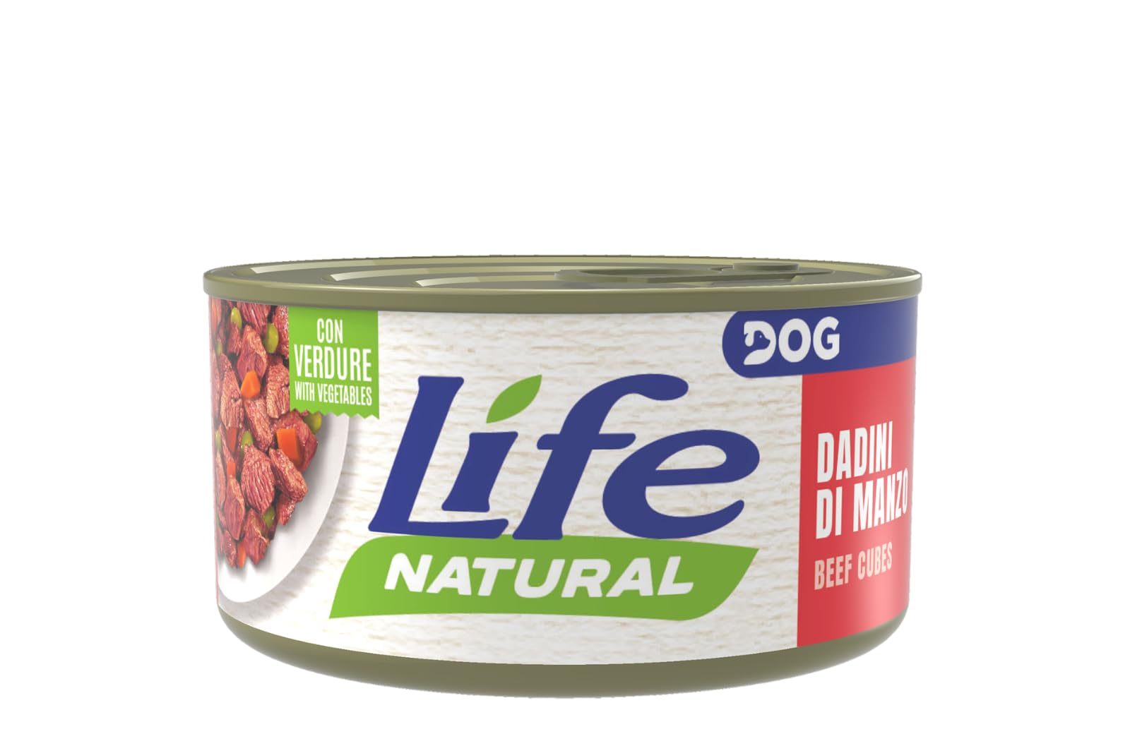 Life Natural Dog Cibo Umido per Cani – Naturale, Grain Free, Senza Additivi, Cotto al Vapore, Ricco di Proteine – Lattine da 90 g – Confezione da 24 (Manzo con verdure)