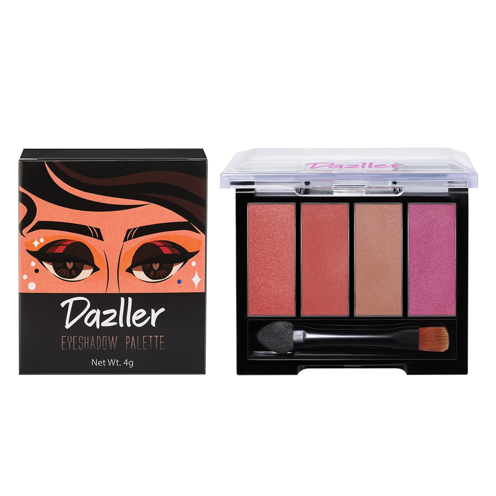 DAZLLER Mystical Magic Shimmery, Matte Eyeshadow Palette-Mini, 4G, D4-Es10, Lightweight, Even Blending, Rich Pigments, Vibrant Hues, Assorted