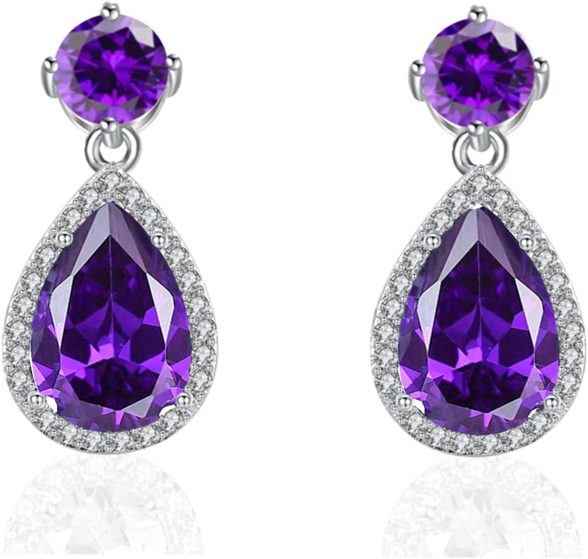 VONSSY Drop Dangle Earrings | Gemstones Waterdrop Teardrop White Gold Plated Crystal Hanging Cubic Zirconia Hypoallergenic Earrings | Stylish Jewelry Gift for Mother Daughter Wife