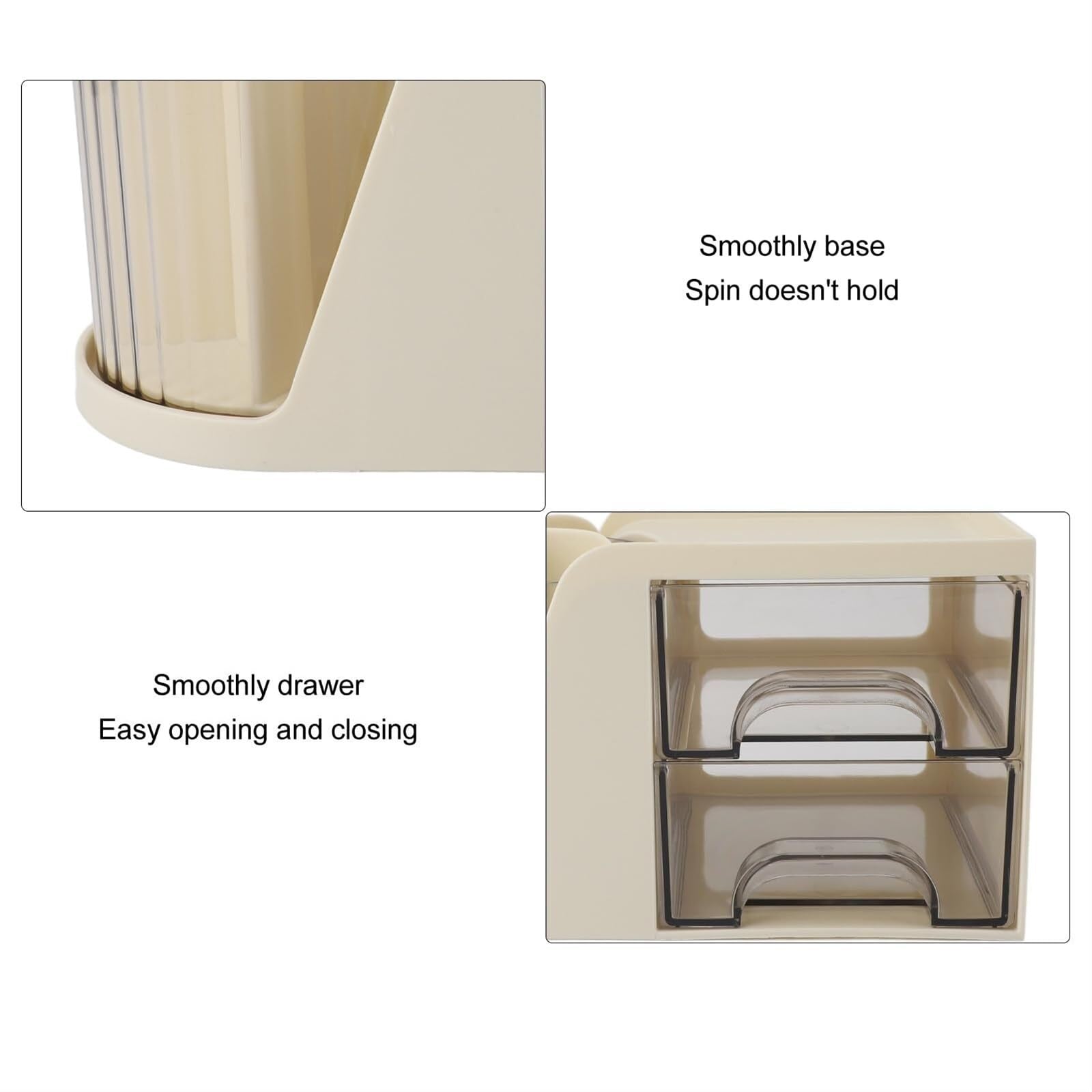 Herramientas Maquillaje Organizador De Escritorio Giratorio con Cajones, Caja Almacenamiento Cosméticos Multifuncional, Maquillaje Uso Diario(Yellow)