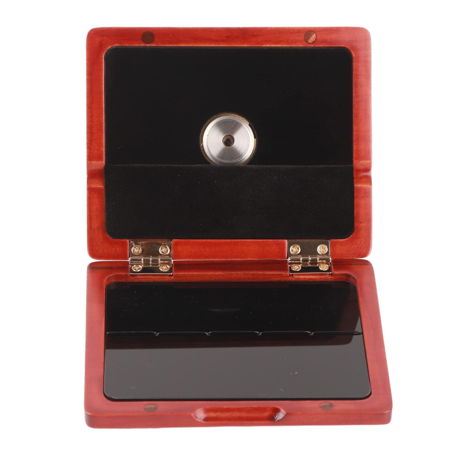 Estuche de Cañas para Clarinete Saxofón de Madera Maciza con Higrómetro, Goma e Interruptor Magnético para 5 Cañas (ámbar)