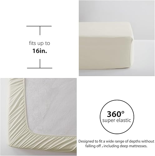 Miniatura 6 de Zzlpp Juego de edredón tamaño queen de 7 piezas, cama de sirsaca amarillo pálido en una bolsa con edredón, 2 fundas de almohada, 2 fundas