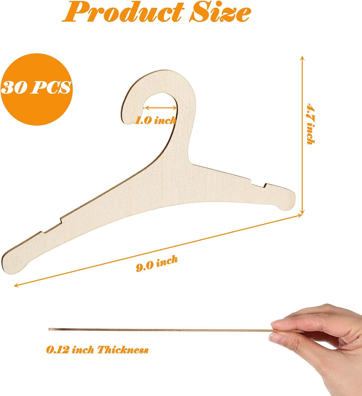 30 Pcs Baby Wooden Hangers, Non-Slip Kids Clothes Hangers, 9 x 4.7 Inch Toddler Hangers for Baby Clothes, Dresses, Coats, Pants and Jackets
