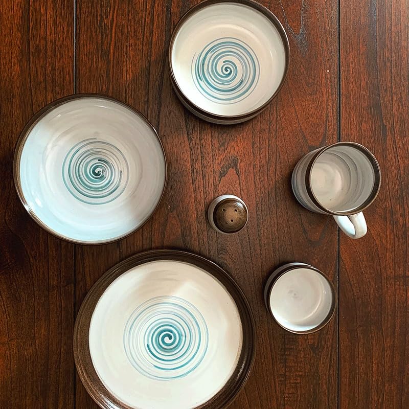 Platos para cocina de estilo japonés creativo de cerámica poco profunda, plato hondo para el hogar, comida occidental, cuenco redondo de fideos de gran capacidad, plato de sopa para comer (5