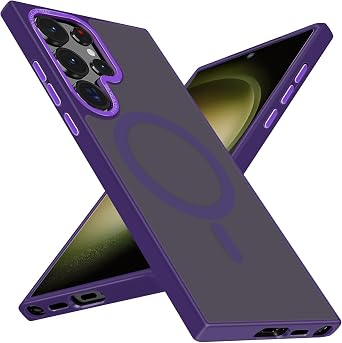 for Galaxy S23 Ultra Case, Compatible with Magsafe, Military-Grade Protection, Magnetic Shockproof Case for Samsung Galaxy S23 Ultra, Slim Fit Translucent Matte for S23 Ultra, Purple