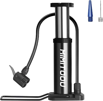 Bike Pump, Mini Bicycle Pump Portable Bike Floor Pump with Presta and Schrader Valves Aluminum Alloy Floor Bicycle Air Pump Compact Mini Bike Tire Pump, Extra Valve and Gas Needle for All Bike