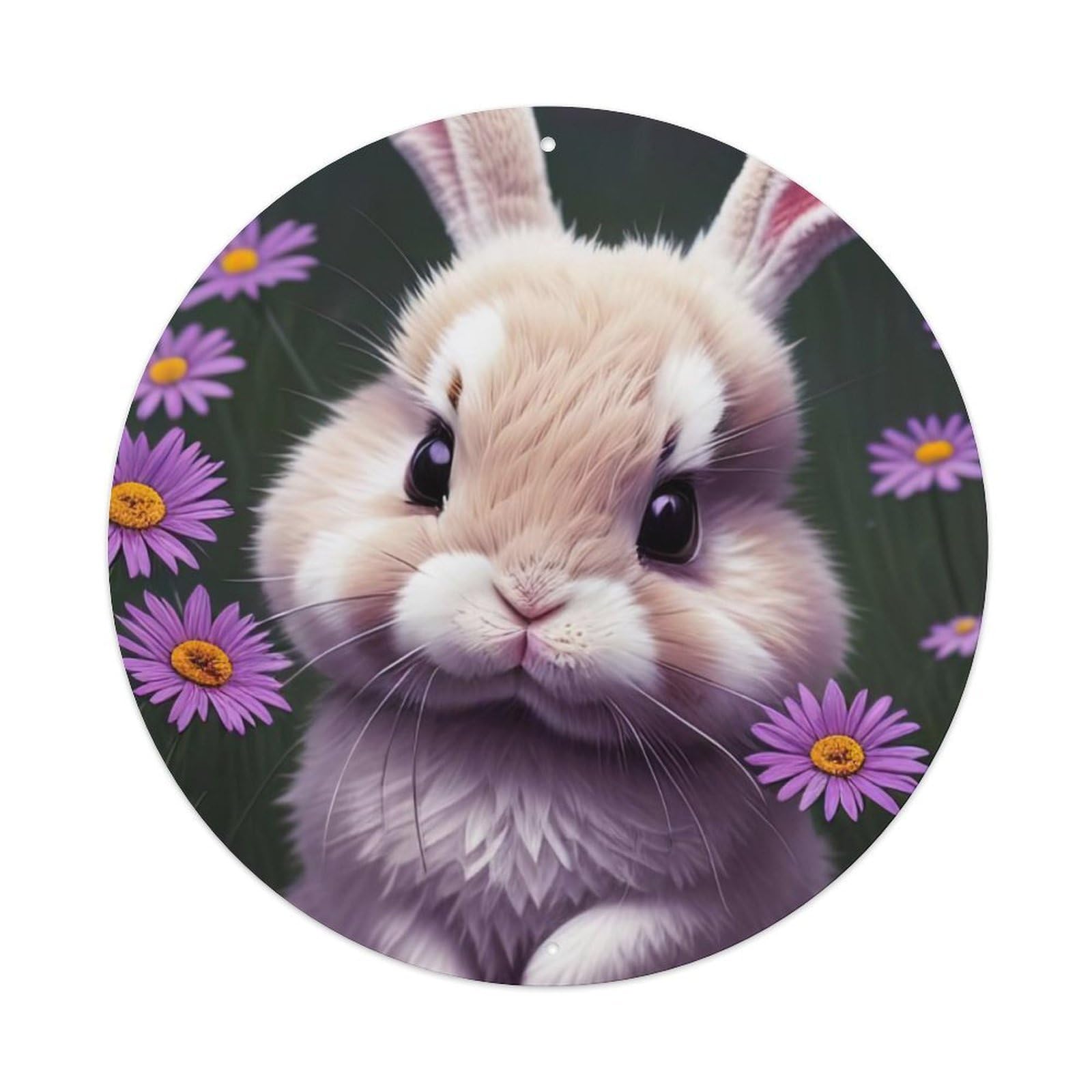 Animal Artwork Cute Little Rabbit in The Grass Vintage Metal Tin Sign Plaque Wall Decor for Cafe, Club Bar, Office, Garden Metal Poster 8x8Inch