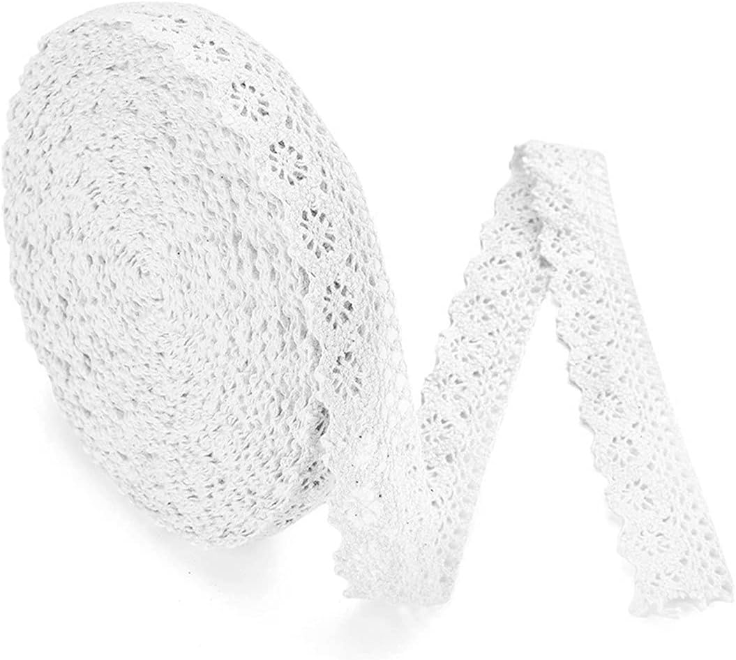 15 Yards White Lace Edging Trim Ribbon,Crochet Cotton Lace Trimming