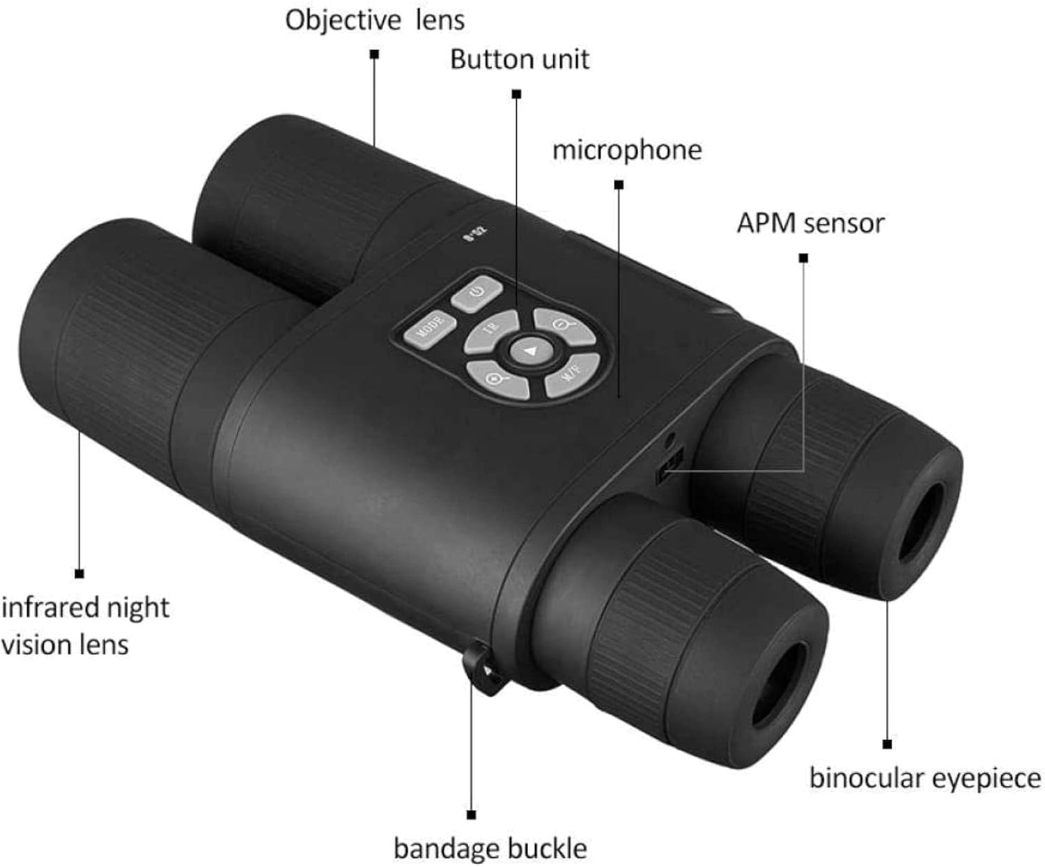 8X52MmHd双眼鏡デイナイトビジョン望遠鏡スポッティングスコープ屋外キャンプ用録画機能付き