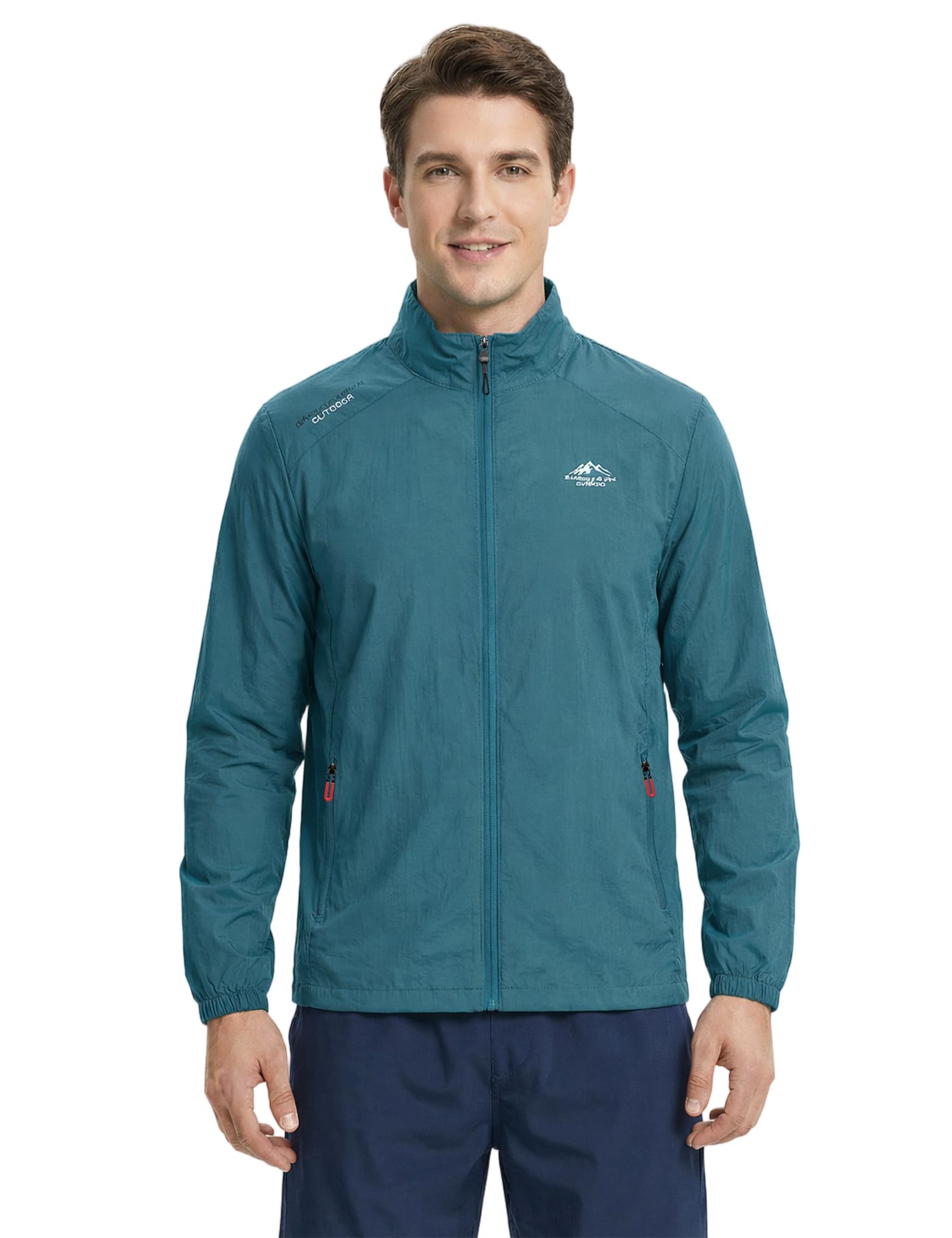 Venzina Sunscreen Jacket for Men UPF 50 Slim Fit Stand Collar Blue L