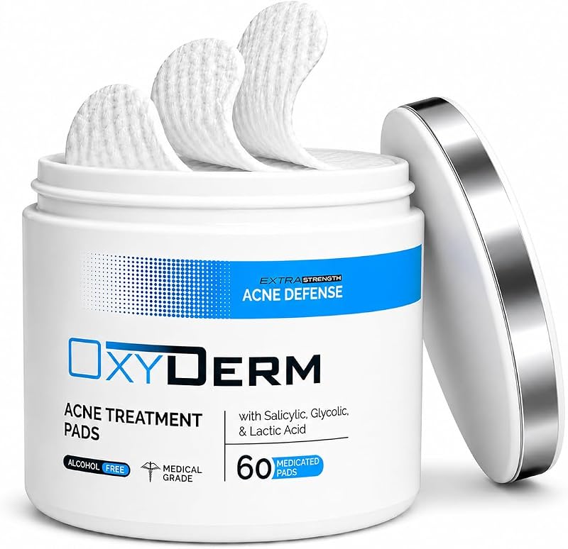 Discos para cuidados da pele OxyDerm com ácidos glicólico, lático e salicílico, 60 unidades