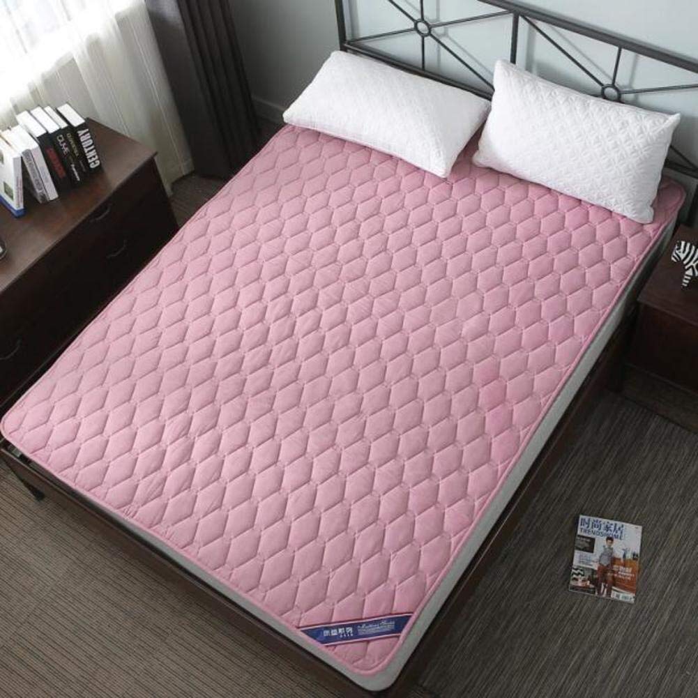 ZHENYUE Tick Futon attress topper, Foling Anti-slip Quilte ypoallergenic Tatai floor at For or Beroo -pink 120200c(4779inc) Color : White, Size : 90x200cm(35x79inch)