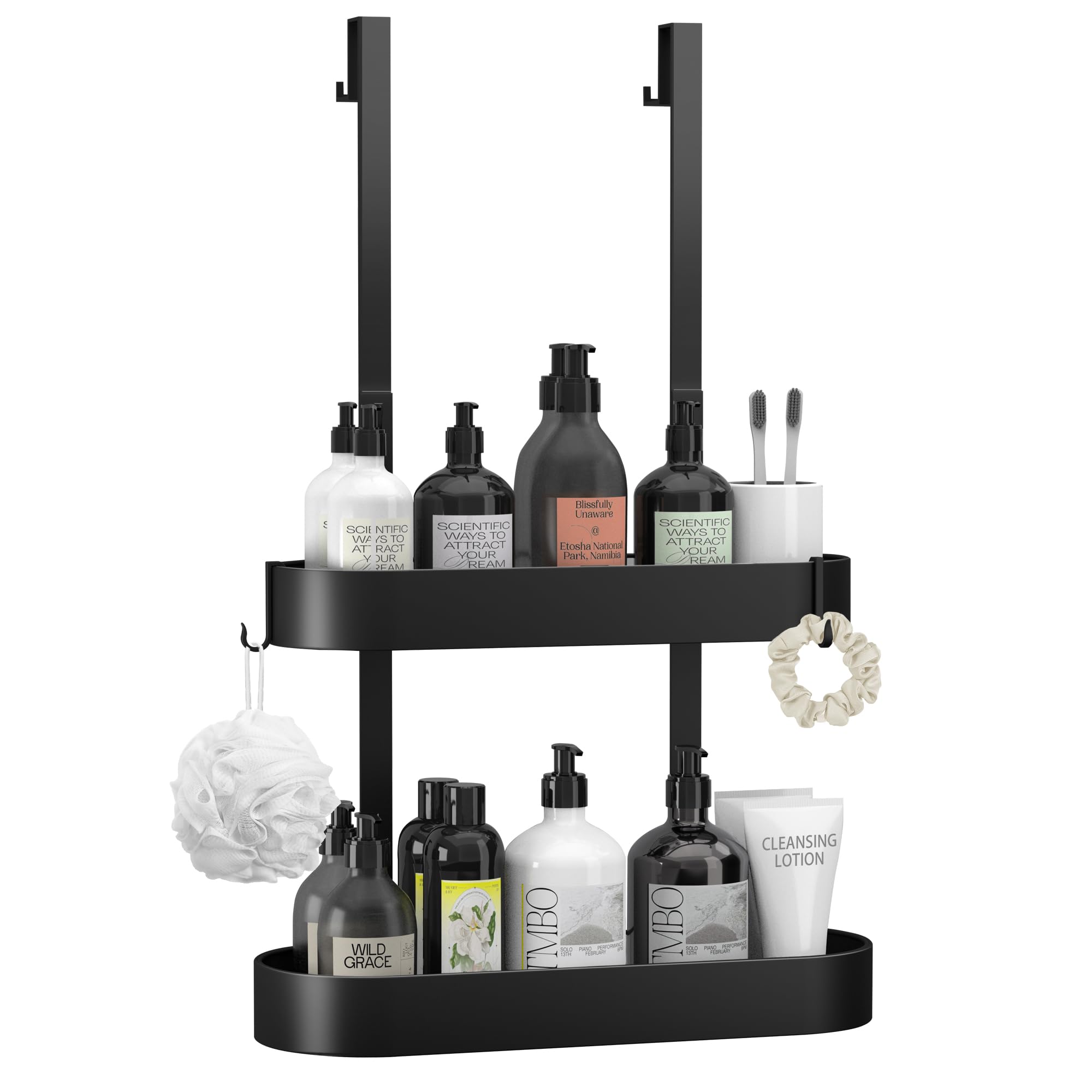 Porte shampoing douche noir pour fixer sans outils sur votre carrelage