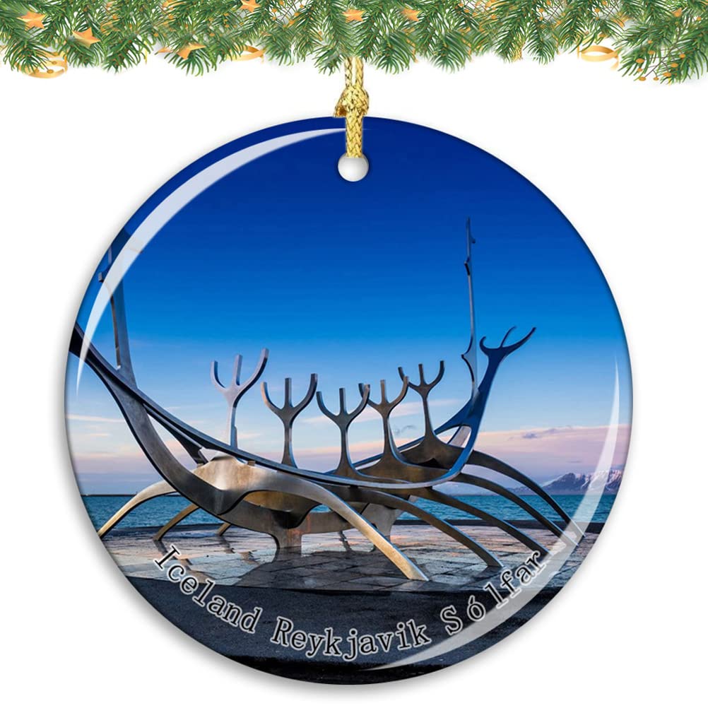 Iceland Reykjavik Sólfar Christmas Tree Ornament Ceramics Pendant Souvenir Decoration