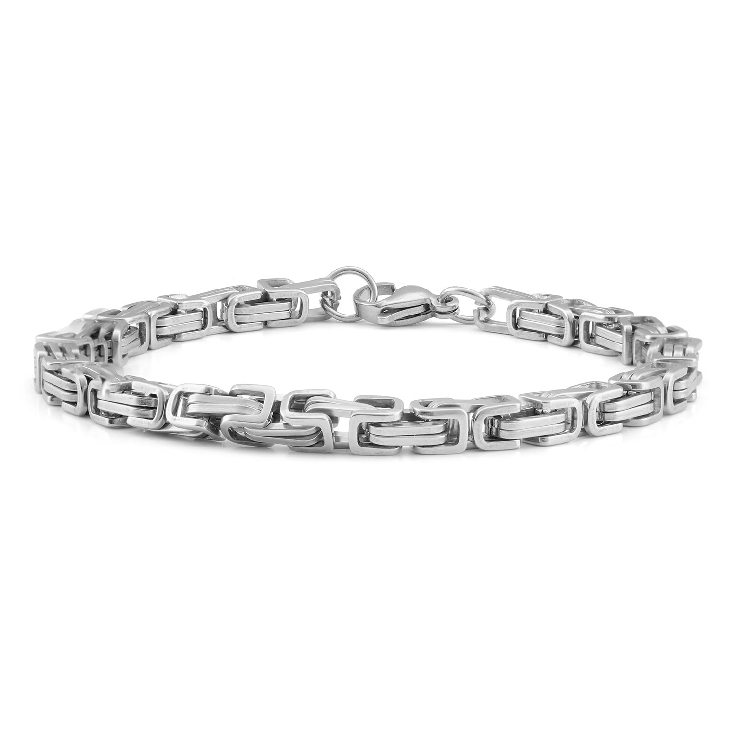 Silver Byzantine Chain Bracelet for Mens - Waterproof & Anti-Tarnish, Gift for Boys & Men