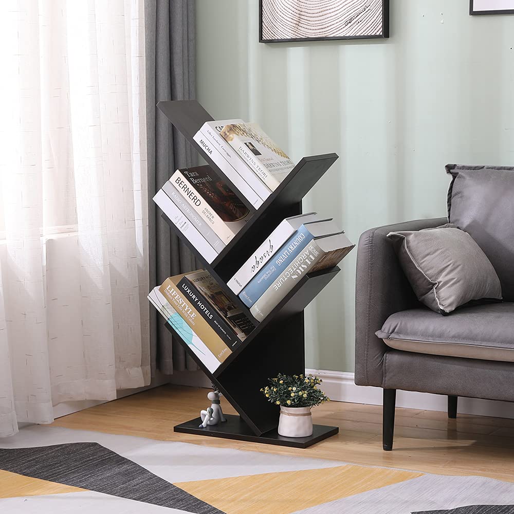 Libreria ad Albero Moderna wenge autoportante Libri CD salvaspazio Legno portaoggetti scaffali Comodino 40x20x90 scaffale Design Ufficio Ingresso Soggiorno porta cd a colonna