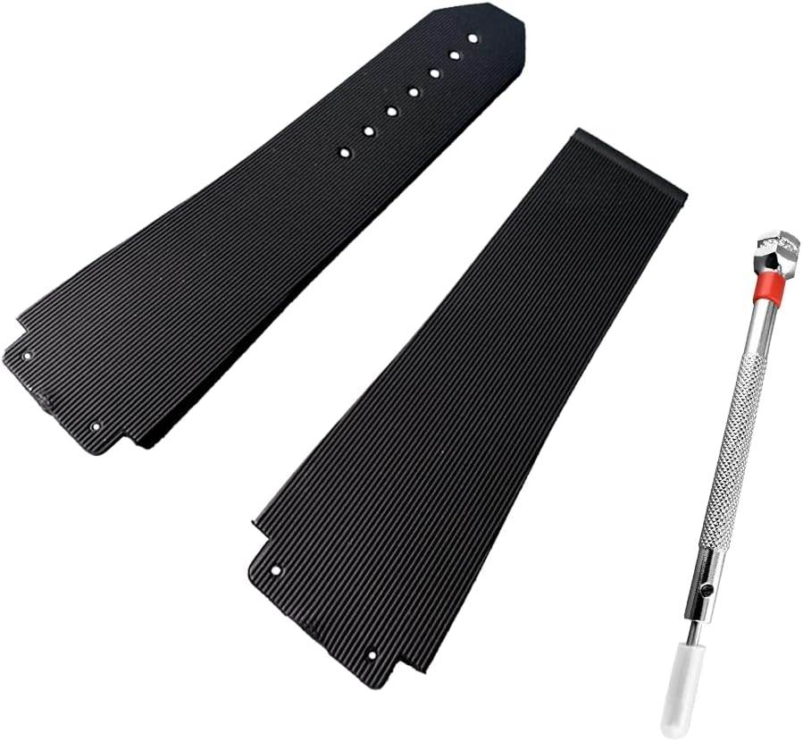Rubber Watch Band Strap Replacement For Hublot Fusion 44-45 H Big Bang Black 24mm 25mm + H Style Screwdriver