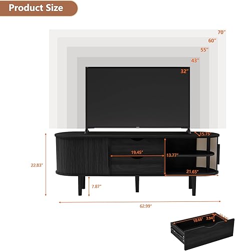 Miniatura 37 de Soporte de TV, mesa consola multimedia con puerta corredera y compartimento de almacenamiento, centro de entretenimiento moderno con almacenamiento
