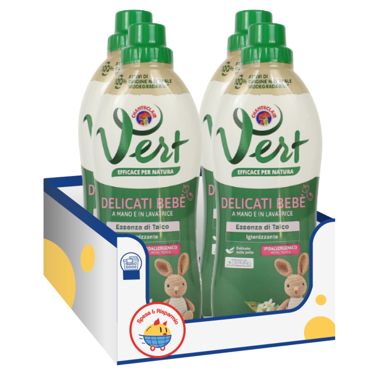 Detergente liquido per bucato capi delicati bebè 750 ml kit con spugna brandizzata SPESA & RISPARMIO 4 pezzi