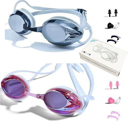 Miniatura 8 de PHELRENA Paquete de 2 gafas de natación profesionales para niños, anti niebla, protección UV, visión clara, sin fugas, para hombres y mujeres