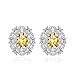 Whoiy Boucles d'Oreilles Femme Fleur Boucle d Oreille Argent Clou Jaune Ovale Cristal Boucle Oreille