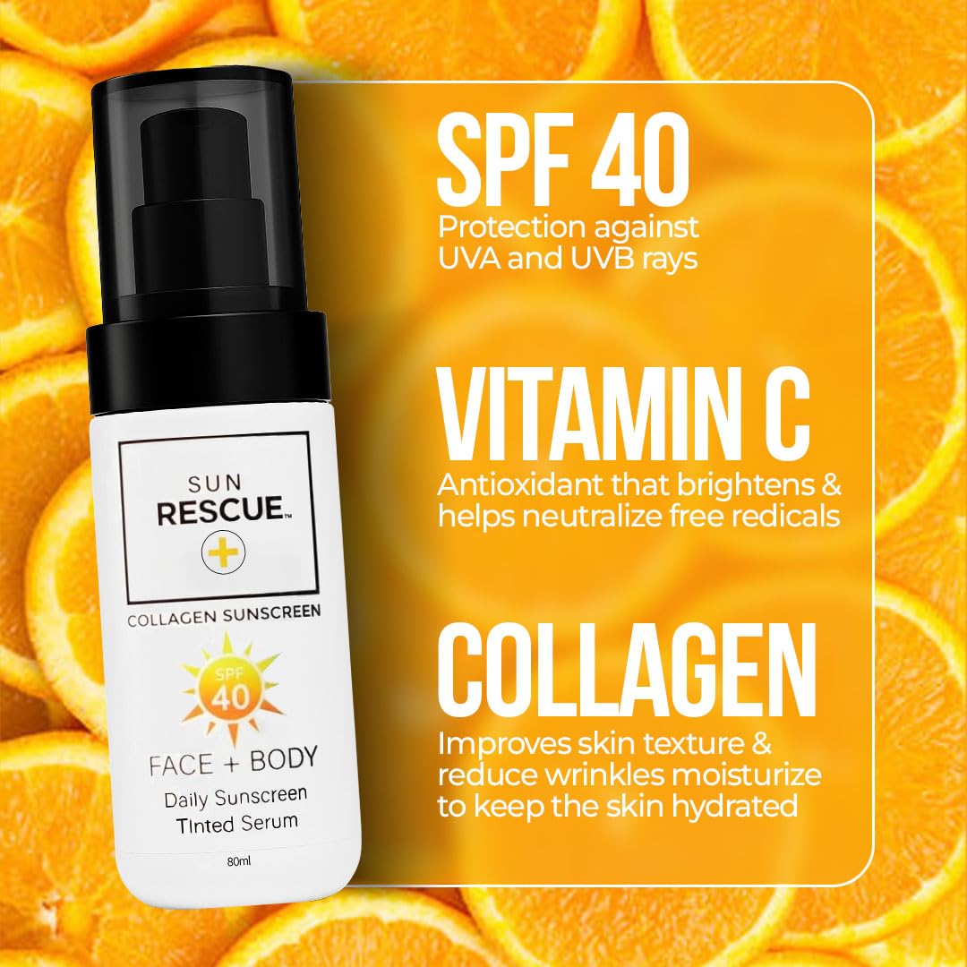Daily Tinted Moisturizer with SPF 40 - Collagen & Vitamin C Infused - Broad Spectrum Sunscreen - Lightweight Coverage for All Skin Tones (80ml)