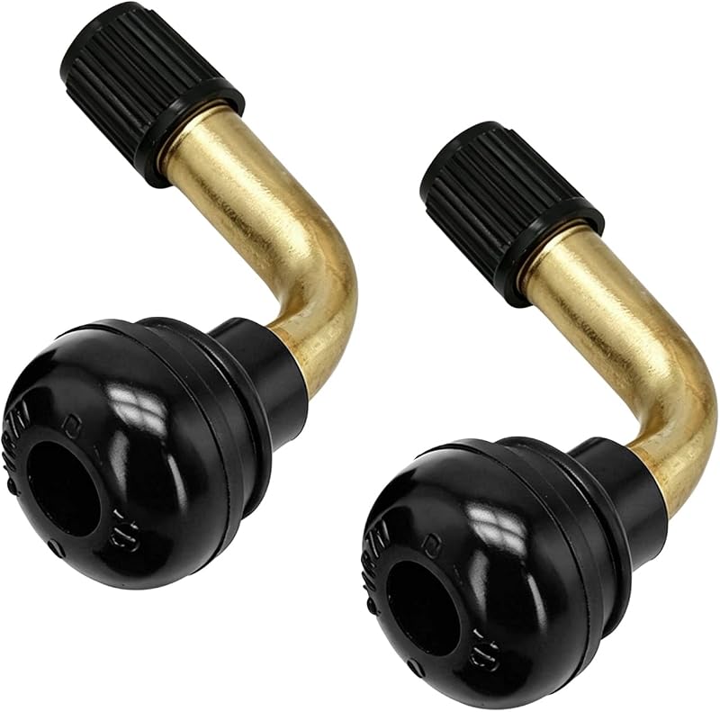 2 PCS PVR50 Valve Stem, 90-Degree Bent Valve Stems Replacement for Tubeless Tire Rim, Universal Brass Tire Nozzle Cores Compatible with Scooter Motorcycle Moped ATV