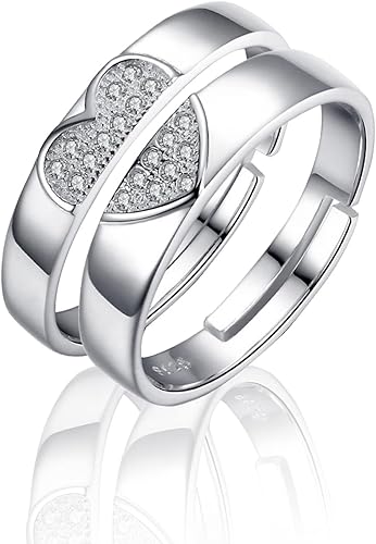 Couples Rings Set Matching Promise Rings Adjustable Wedding Trendy Titanium Stainless Steel Rings for Couples Valentines Day Jewelry