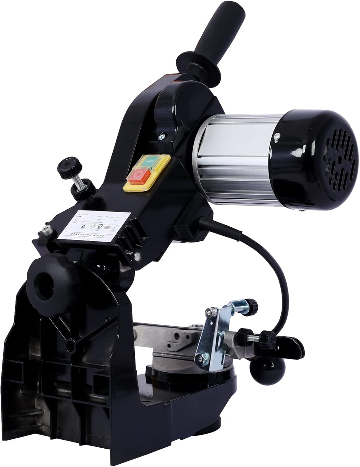 Chainsaw Sharpener Professional, Multi-Angle Adjustable Bench Grinder for Oregon/Husqvarna Chains, 120V Universal Saw Chain Sharpener with 2 Grinding Wheels & Light, for Workshop (Black)