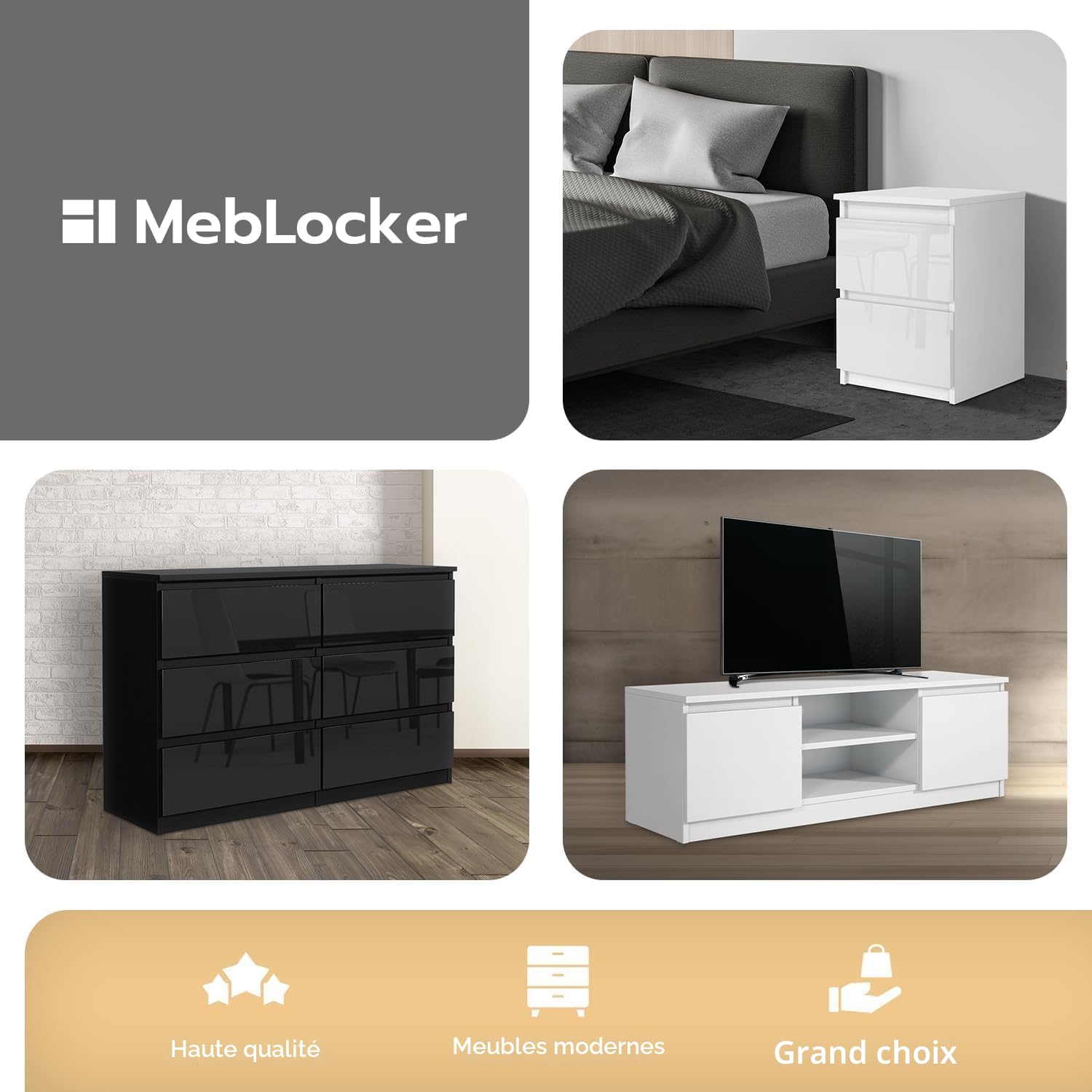 Commode avec 3 tiroirs et 2 Portes de Placard 120 cm Idéale pour Le Salon, la Chambre à Coucher, la Chambre d'enfant et Le Bureau Solution Moderne et élégante pour Un Rangement stylé