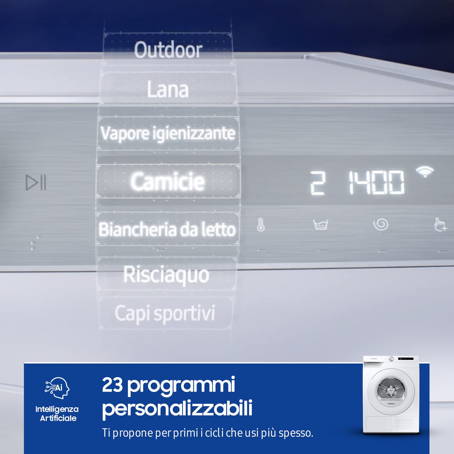 Samsung DV90T5240TW/S3 Sèche-linge avec support de séchage - Charge avant 9 kg, A+++, Blanc