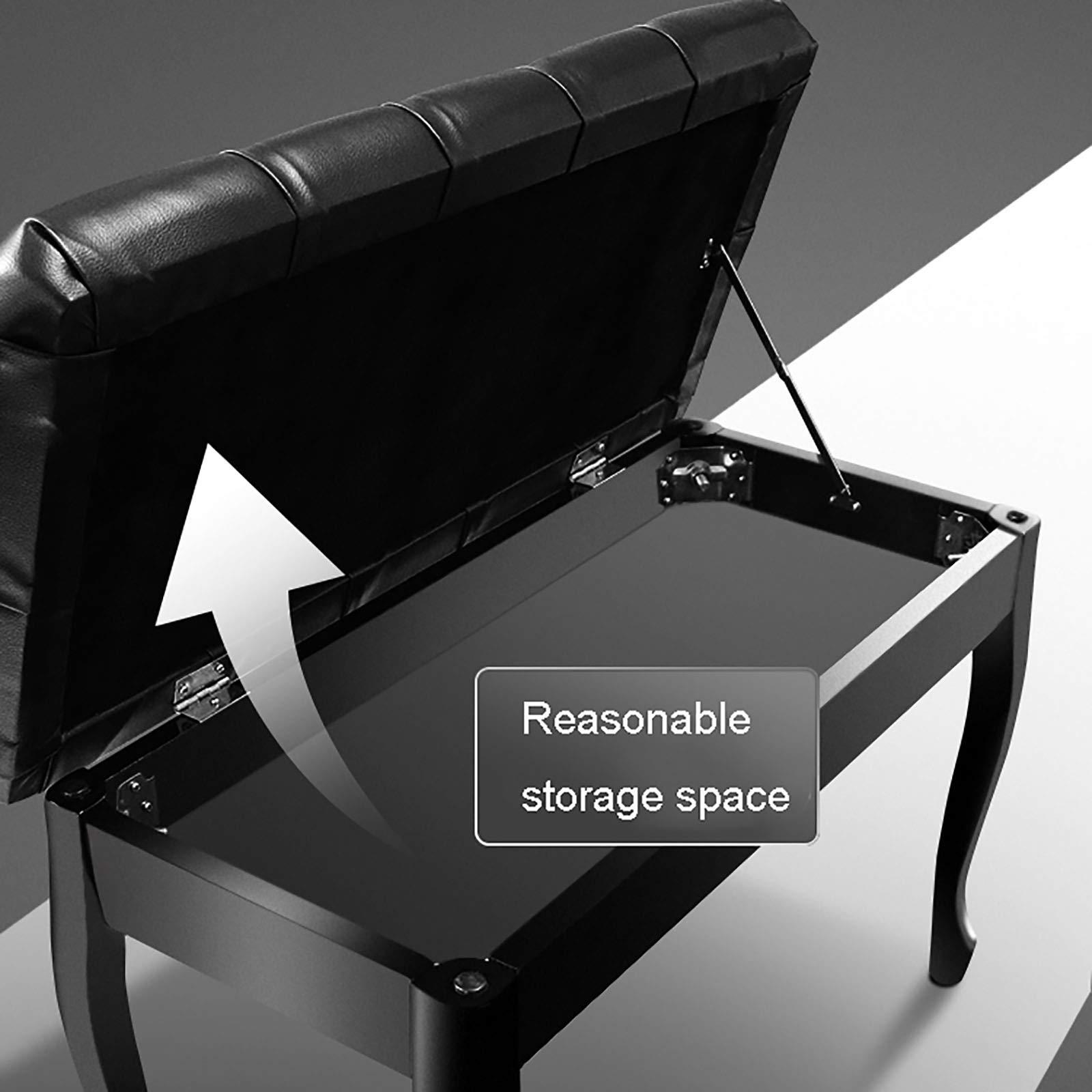 Doppia panca per pianoforte con contenitore, in pelle PU impermeabile, gambe in legno massello, altezza 49 cm, sgabello regolabile per pianoforte per adulti e bambini, perfetto per uso domestico e in