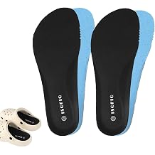 2 Pairs Insoles for Crocs,Ultra Thin 4mm Wide Inserts for Garden Clogs,U Shaped Heel Cup with Arch Support, Breathable and Anti-Odor Black US W7/M5