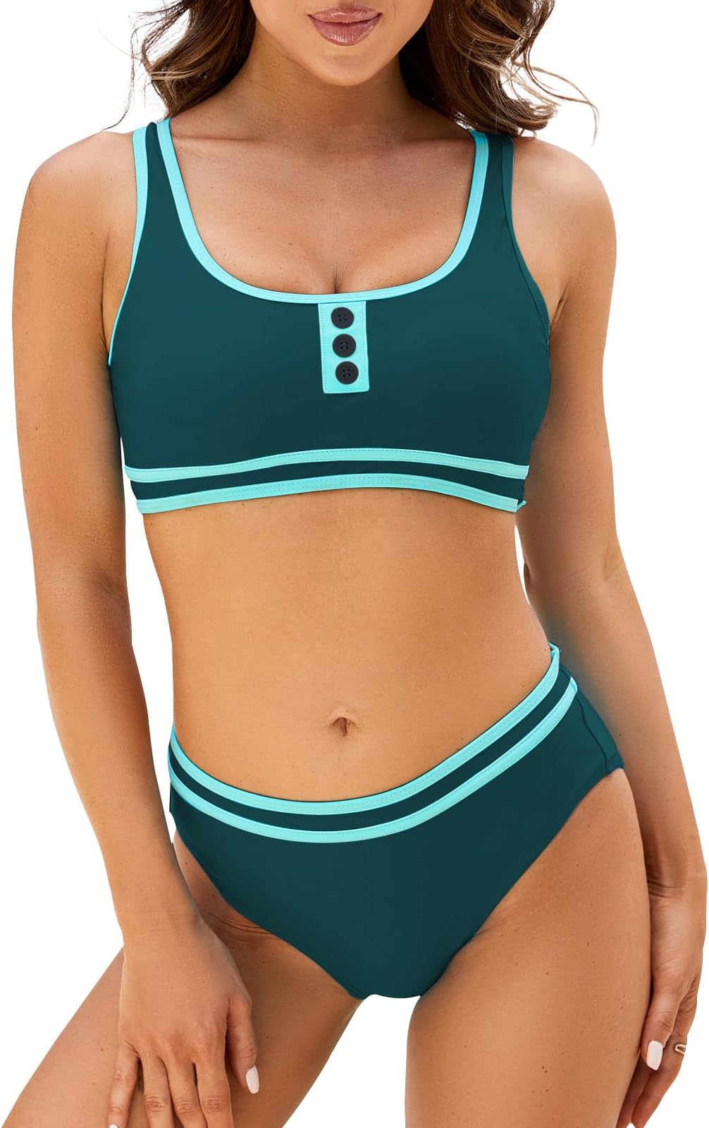 WantonfyWomen's Two Piece Swimsuits Bikini Set Sports 2 Piece Swimsuit Swimming Costume