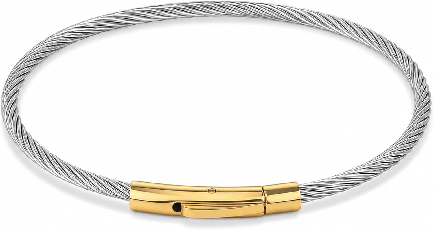 Twisted Cable Bracelet Elegant Stainless Steel Bangle Bracelet for Women